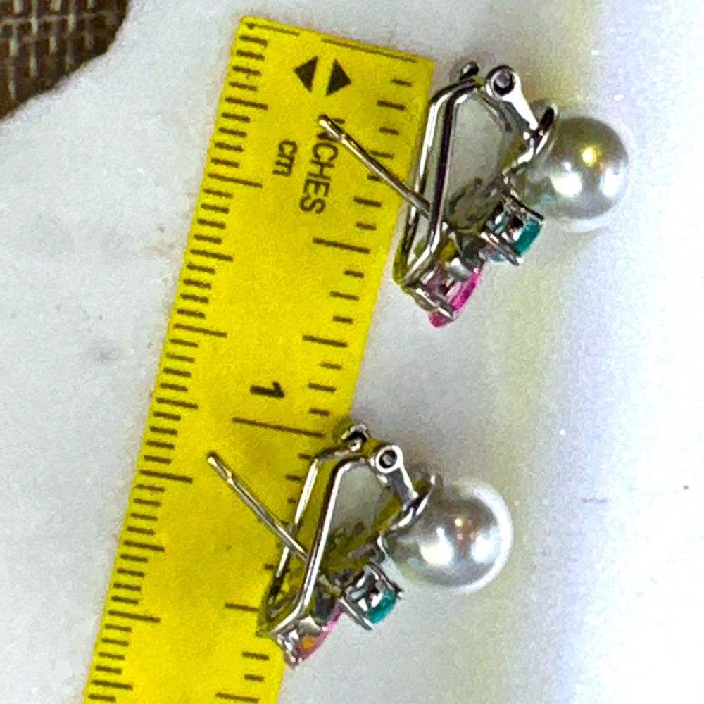 22.8 Carats Mixed Color Topaz Earrings in 925 Silver - Picture 9 of 14